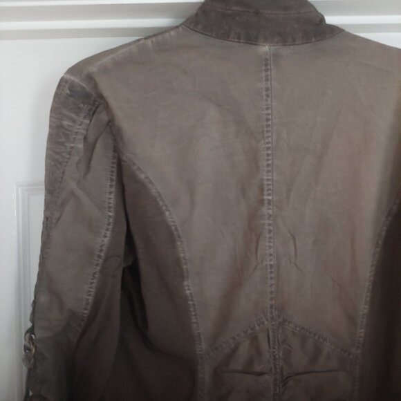 XCVI Womens Military Green Utility Full Zip Grunge Gorpcore Jacket M Stretch - Picture 7 of 12